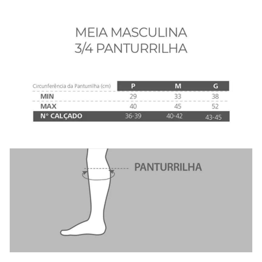 Meia ¾ Panturrilha Attiva Alta Compressao 20-30 Mas Fechada Preta Tamanho G Cor Preta