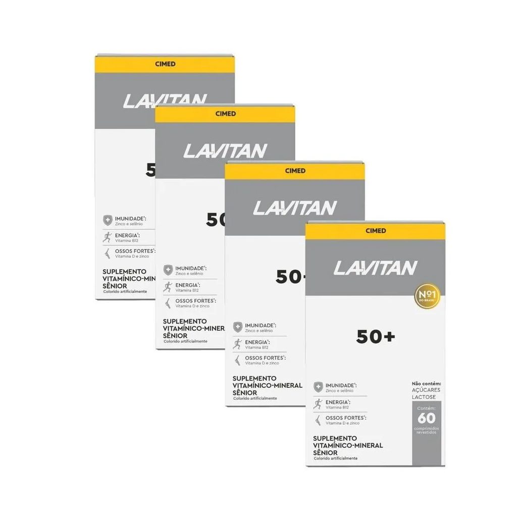Kit 4 Unidades Lavitan Vitalidade Cimed 50+ com 60 Comprimidos