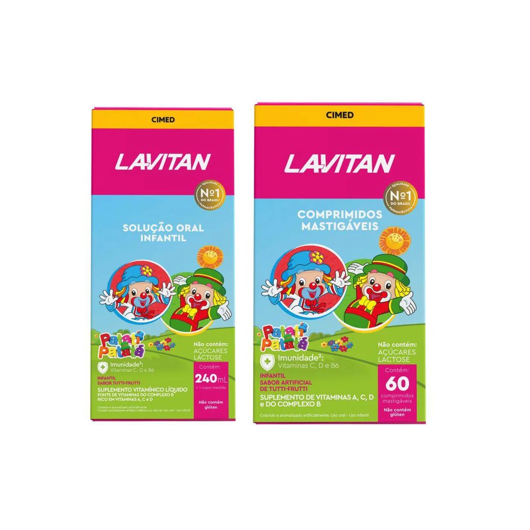 Kit Suplemento Alimentar Lavitan Kids Tutti Frutti Oral e Comprimidos