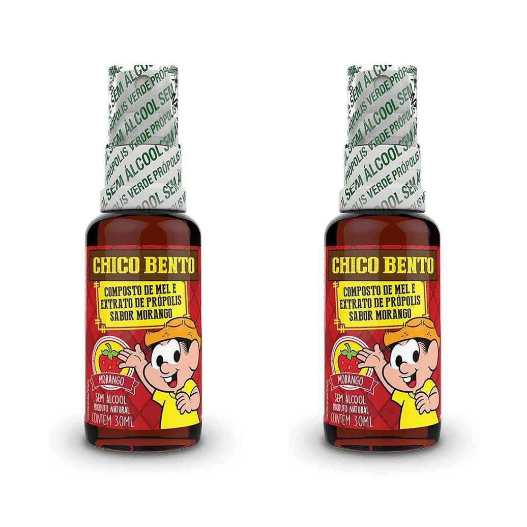 Kit 2uni Própion Chico Bento - Spray com Mel e Morango Sem Álcool (30ml) - Baldoni