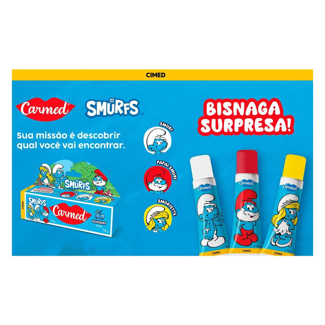 Hidratante Labial Carmed Os Smurfs Blueberry Incolor 10g