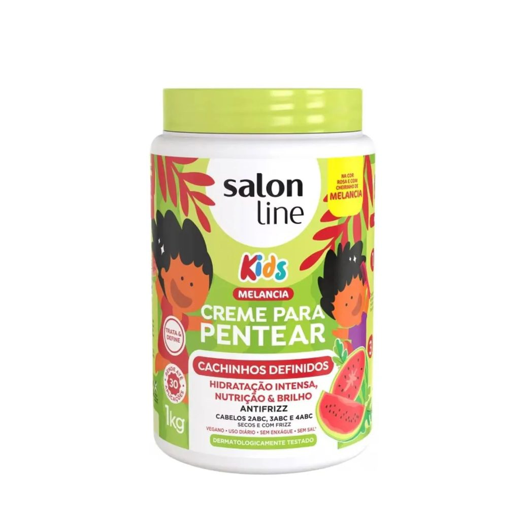 Creme de Pentear Infantil Salon Line Kids Cachinhos Definidos Melancia 1kg