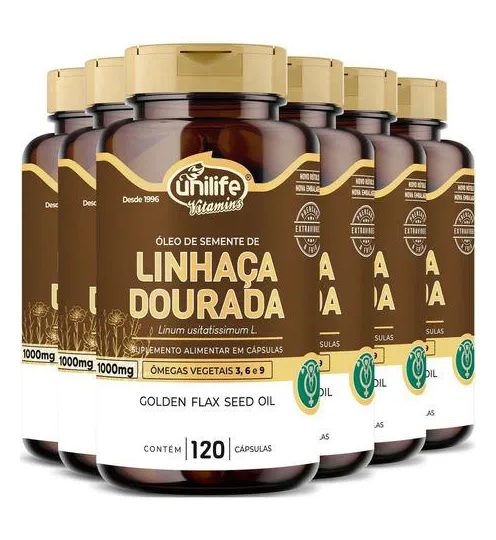 Óleo de Linhaça Dourada 6 X 120 cápsulas Unilife