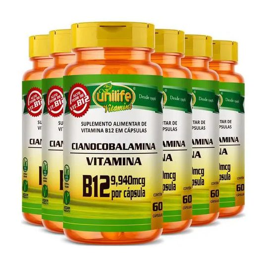Vitamina B12 Cianocobalamina 6 X 60 Cápsulas Unilife