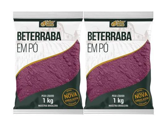 Beterraba em Pó Desidratada Farinha Pura 2 X 1kg Sabor Verde