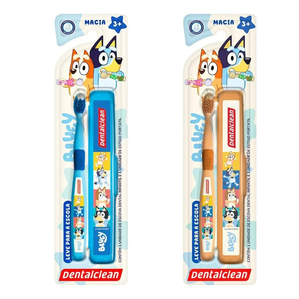 ESCOVA DE DENTE COM ESTOJO BLUEY ESCOLAR - DENTALCLEAN