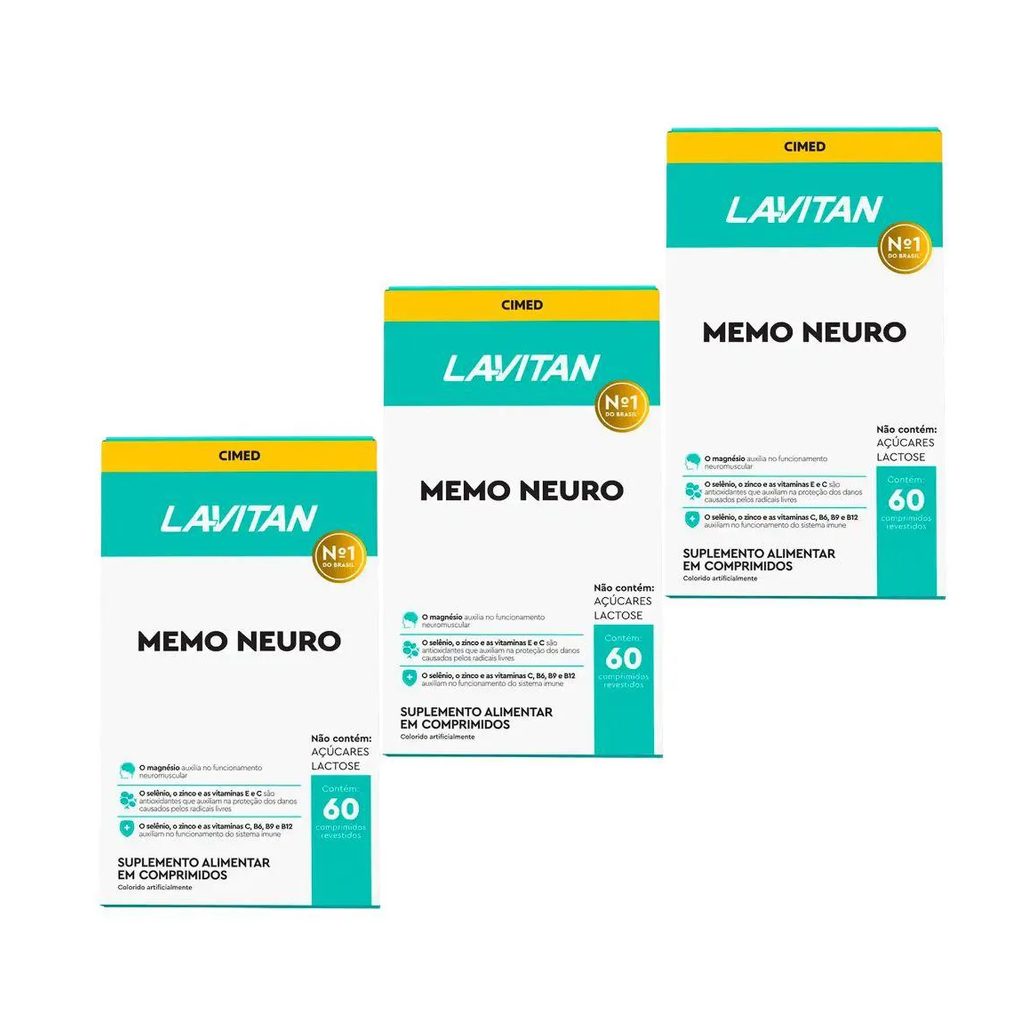 Kit 3 Unidades Lavitan Memo Neuro Cimed com 60 Capsulas