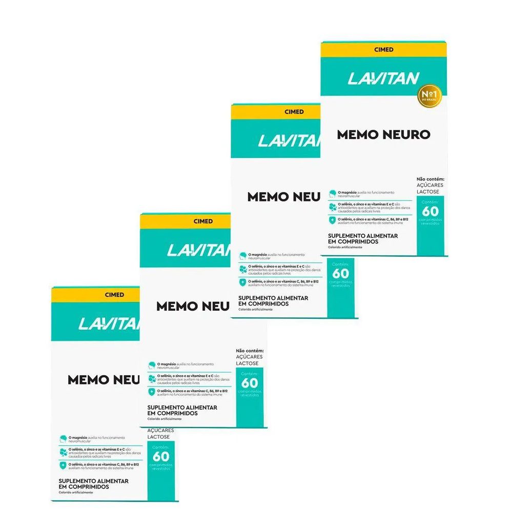 Kit 4 Unidades Lavitan Memo Neuro Cimed com 60 Capsulas