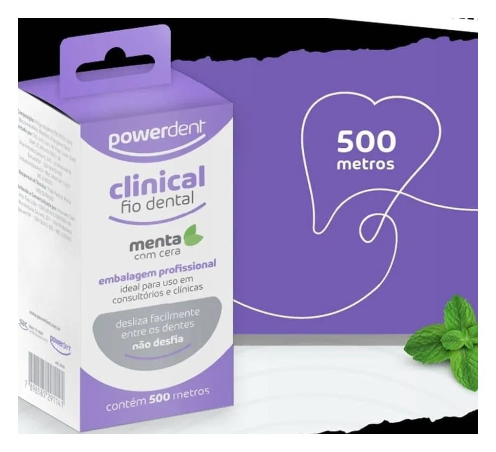 Fio Dental Sabor Menta Clinical 500 M Econômico Powerdent