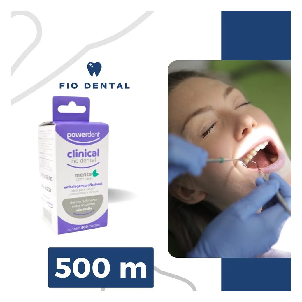 Fio Dental Sabor Menta Clinical 500 M Econômico Powerdent