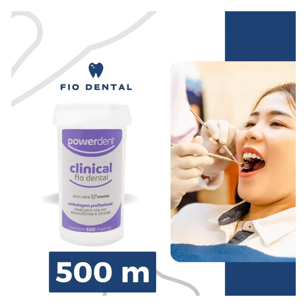 Fio Dental Sabor Menta Clinical 500 M Econômico Powerdent