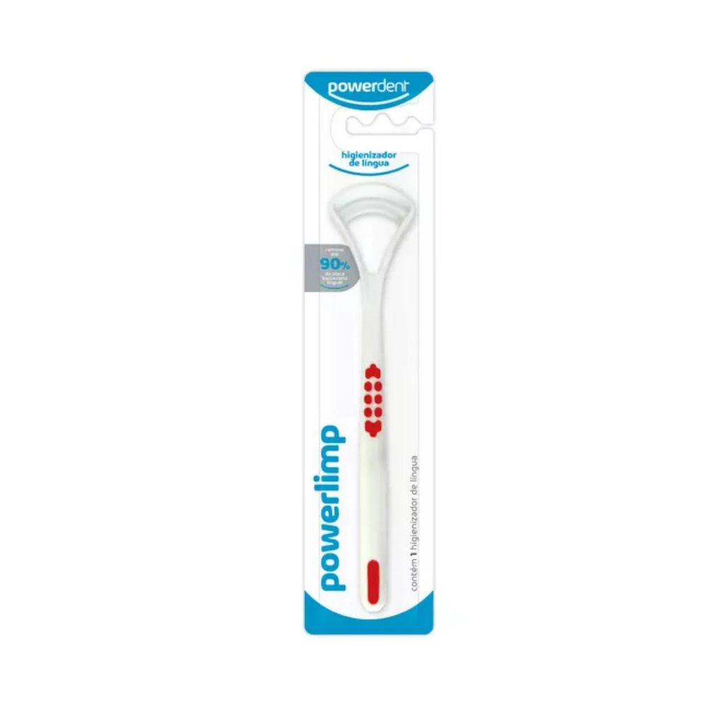 Limpador Raspador de Lingua Powerlimp Higiene Bucal Cores Azul