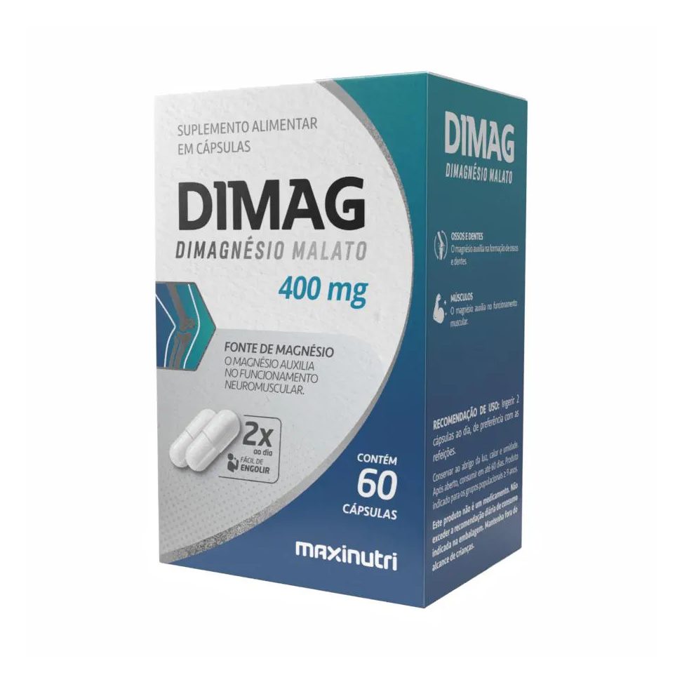 Dimag Di-magnésio Malato 400mg - 60 cápsulas - Maxinutri
