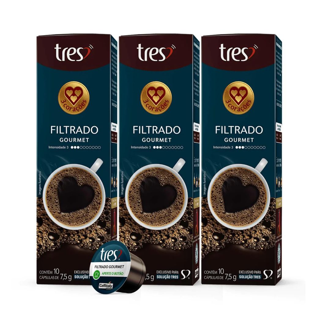 3x cápsula de Café Tres 3 Corações Filtrado Gourmet 10 unidades