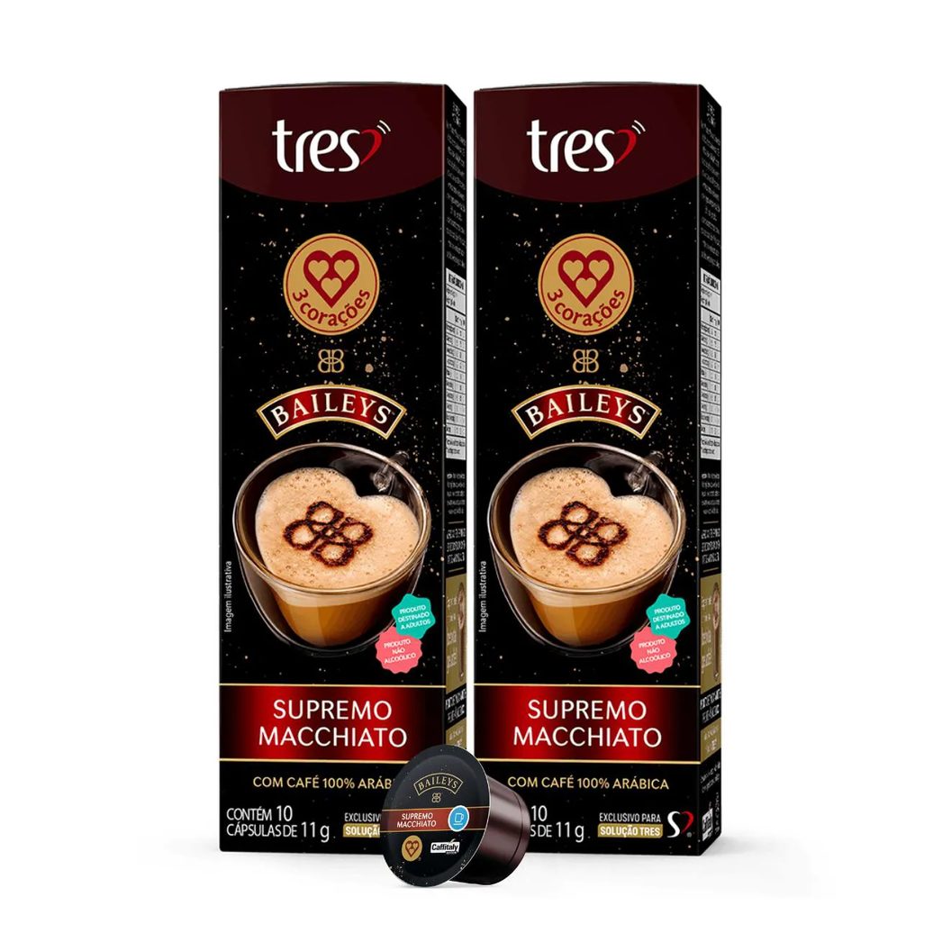 2x cápsula de Café Tres 3 Corações Baileys Supremo Macchiato 10 unidades