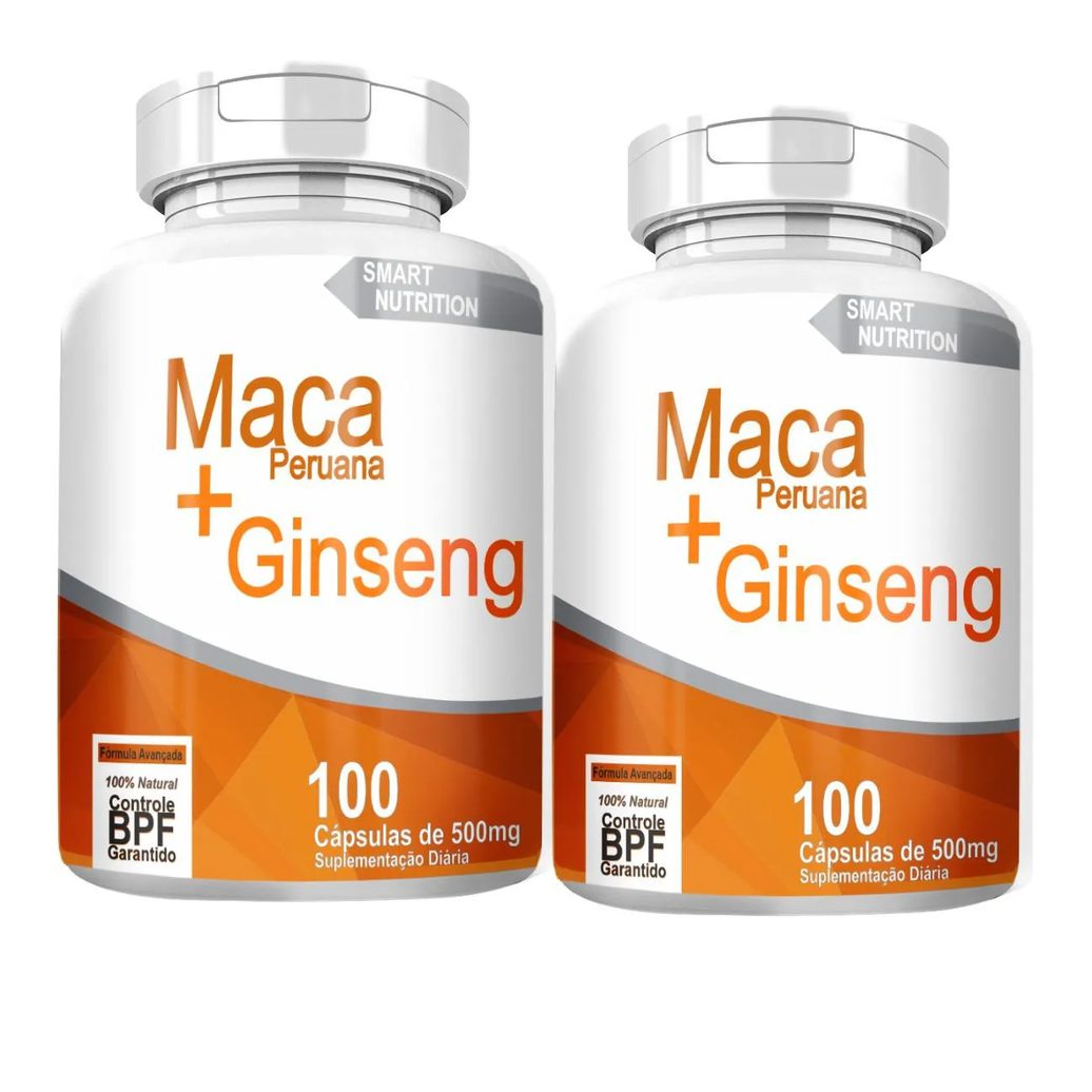 Maca Peruana com Ginseng Kit com 2 Potes com Total de 200 Capsulas