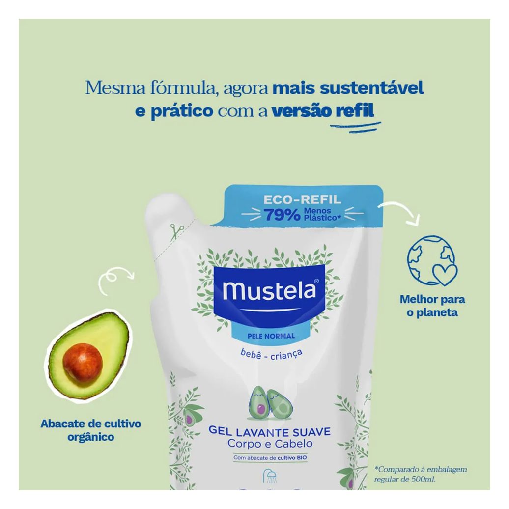 Refil Gel Lavante Suave Mustela Pele Normal 400ml