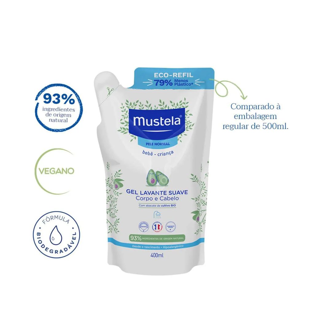 Refil Gel Lavante Suave Mustela Pele Normal 400ml