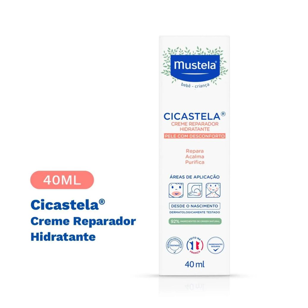 Creme Reparador Hidratante Mustela Bebê Cicastela Pele Sensibilizada com 40ml