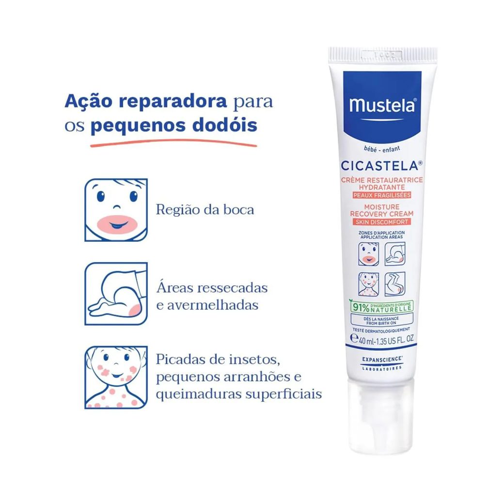Creme Reparador Hidratante Mustela Bebê Cicastela Pele Sensibilizada com 40ml