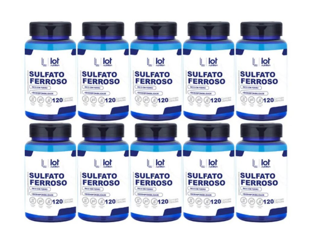 Kit 10un Sulfato Ferroso 30mg 120 cápsulas sem Sabor