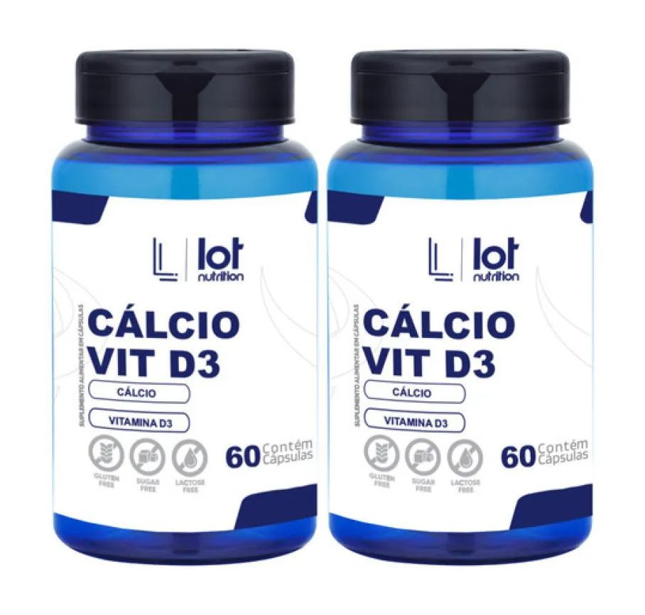Kit 2un Cálcio 600mg Vit D3 2.000ui 60 cápsulas sem Sabor