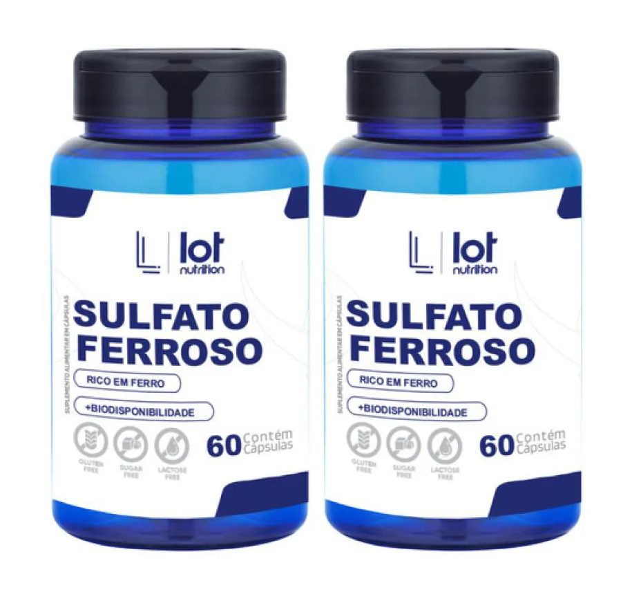 Kit 2un Sulfato Ferroso 30mg 60 cápsulas sem Sabor