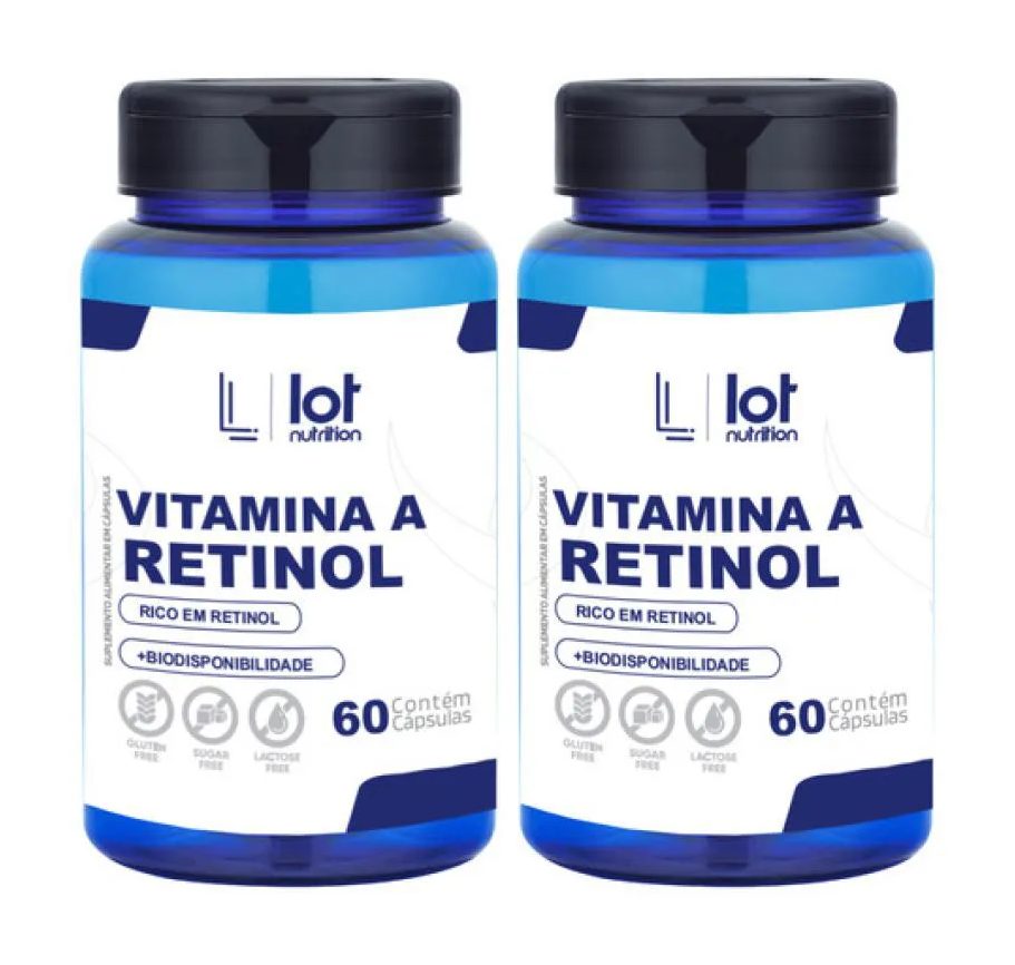 Kit 2un Vitamina A 1.000mcg 60 cápsulas sem Sabor