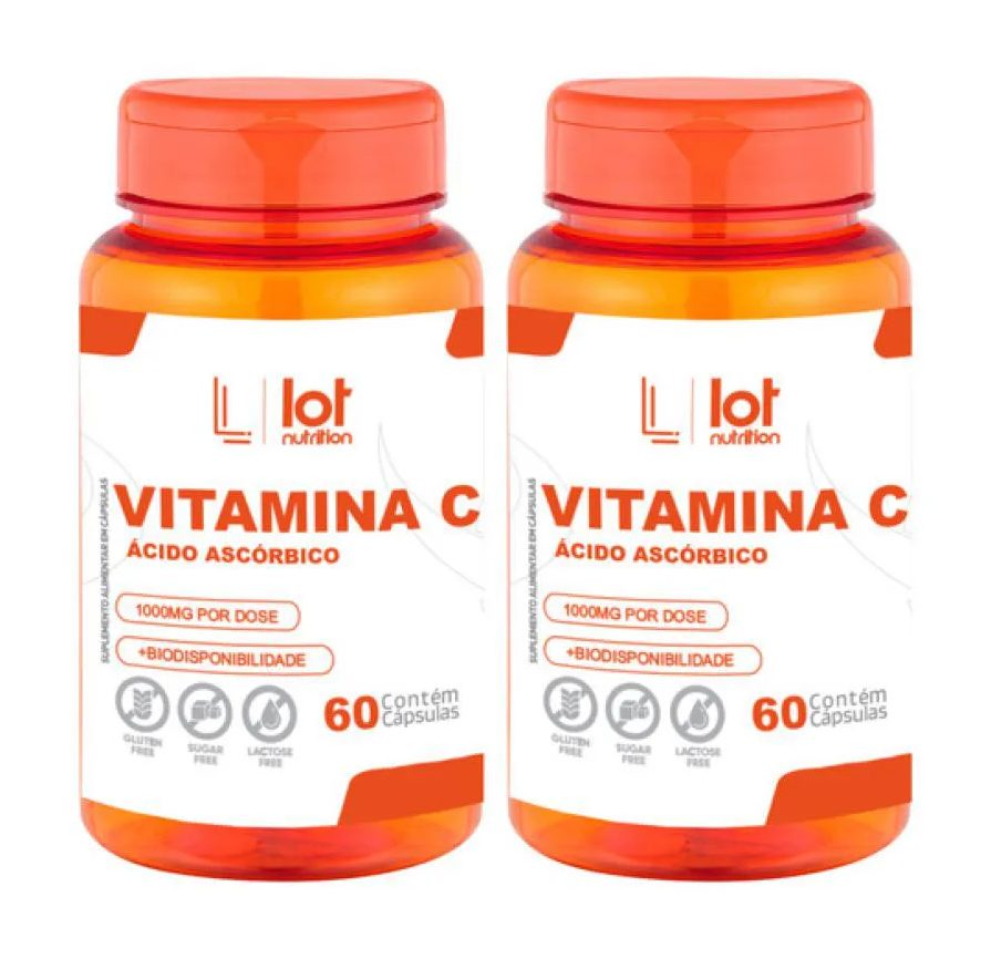 Kit 2un Vitamina C 1.000mg 60 cápsulas sem Sabor