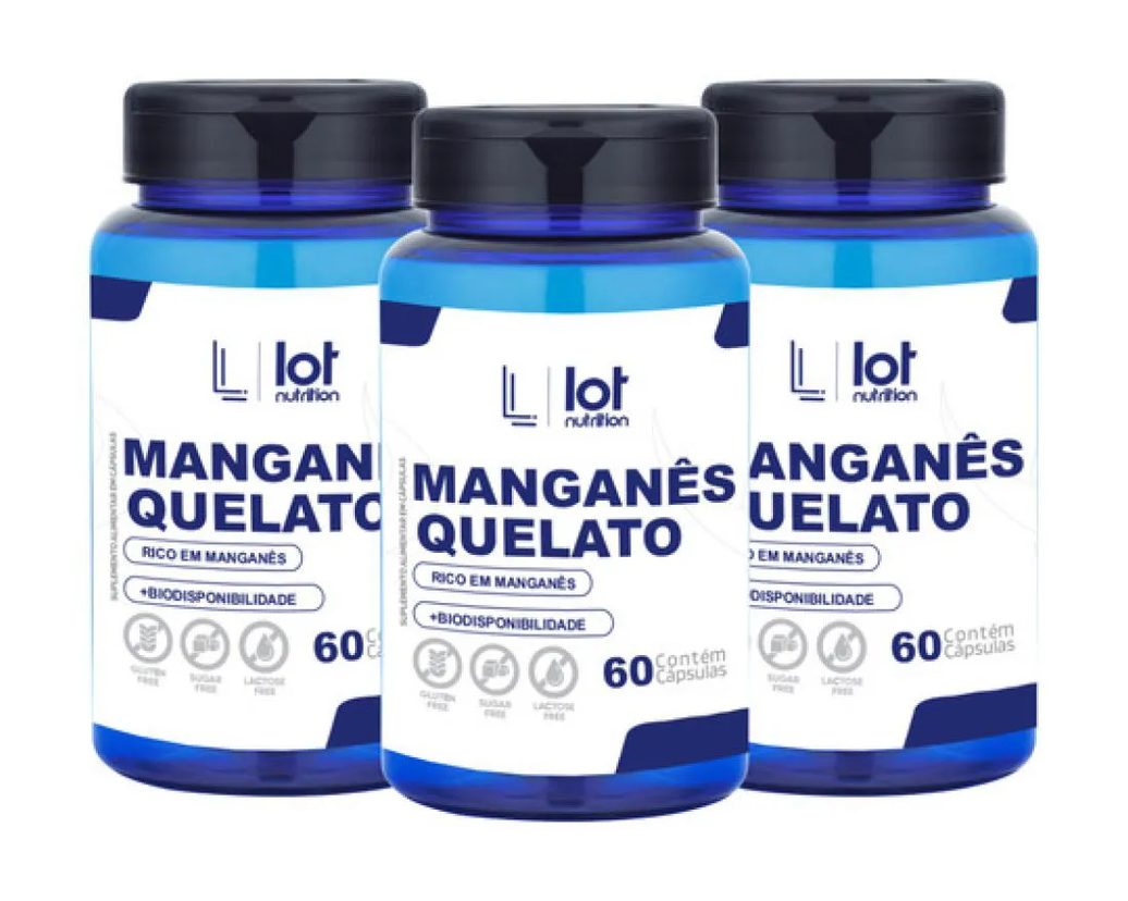 Kit 3un Manganês 1,66mg 60 cápsulas sem Sabor