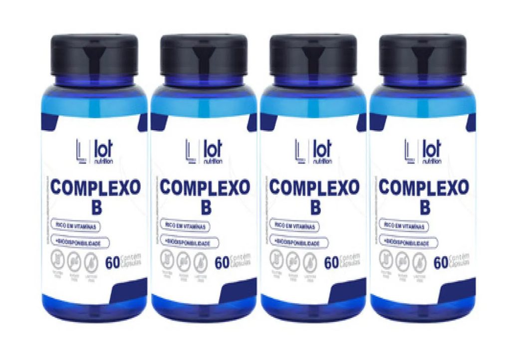 Kit 4un Complexo B 60 cápsulas Vitamina B sem Sabor