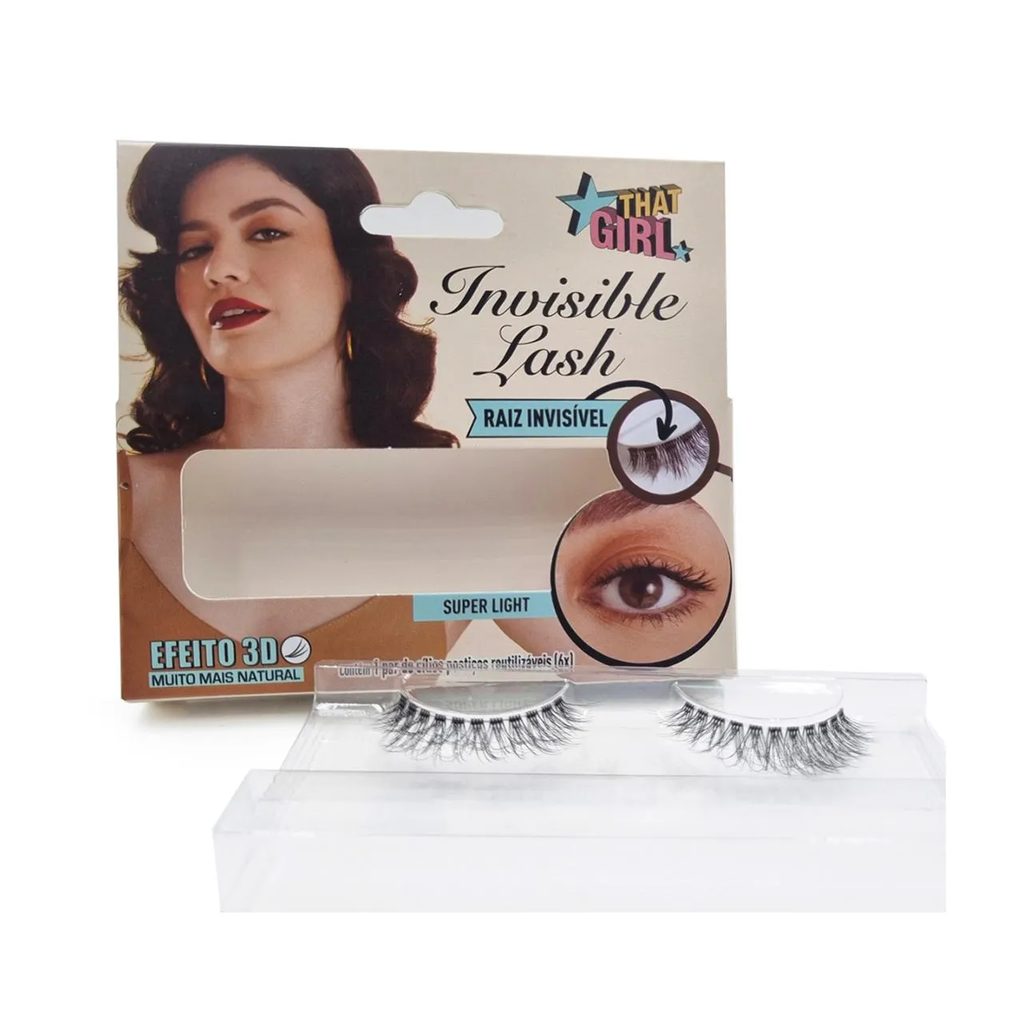 Cílios Postiços That Girl Invisible Lash 3D Super Light com 1 par