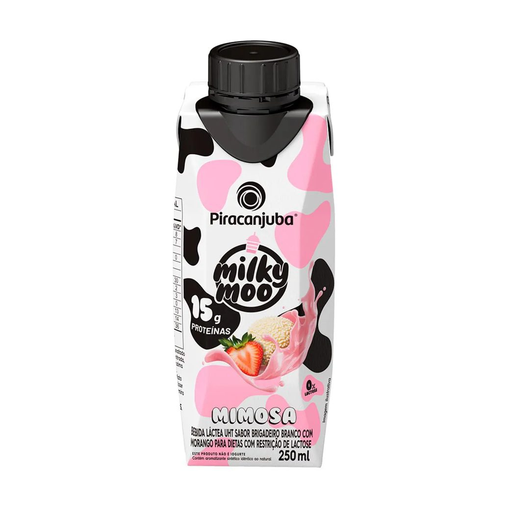 Bebida Láctea Proteica Piracanjuba Milky Moo 15g Proteínas Zero Lactose Mimosa 250ml
