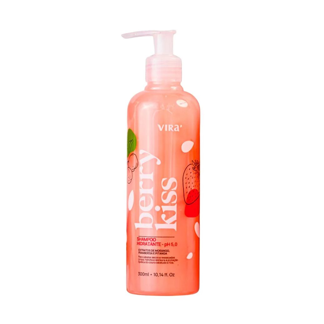 Shampoo Virá Cosméticos Berry Kiss Hidratante Frutas Vermelhas 300ml