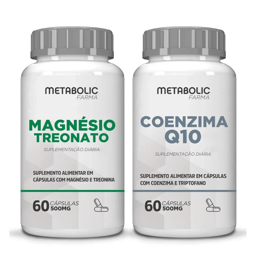 Kit Magnesio Treonato + Coenzima Q10 120 Capsulas - Metabolic Farma