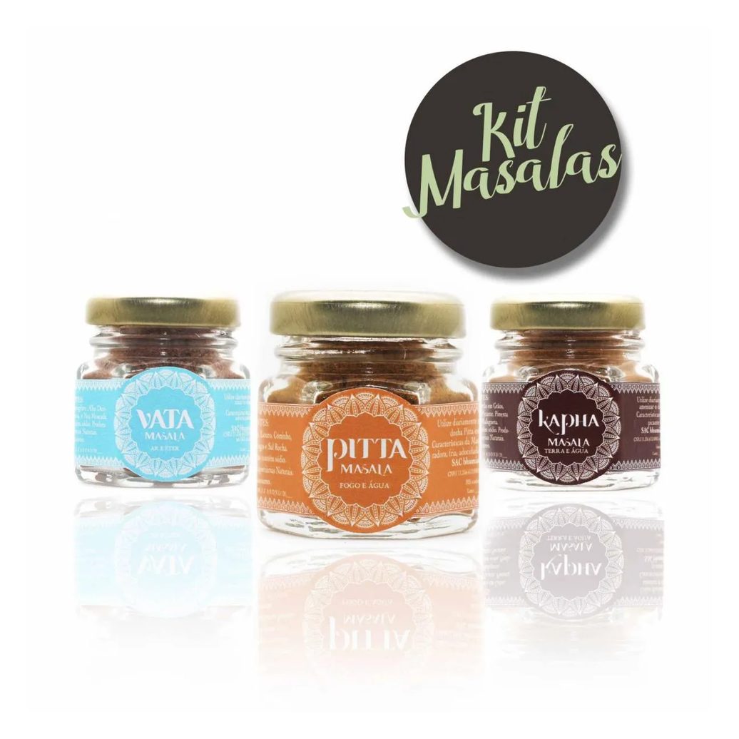 Kit 3 Masalas Linha Ayurveda - Doshas Pitta, Kapha e Vata