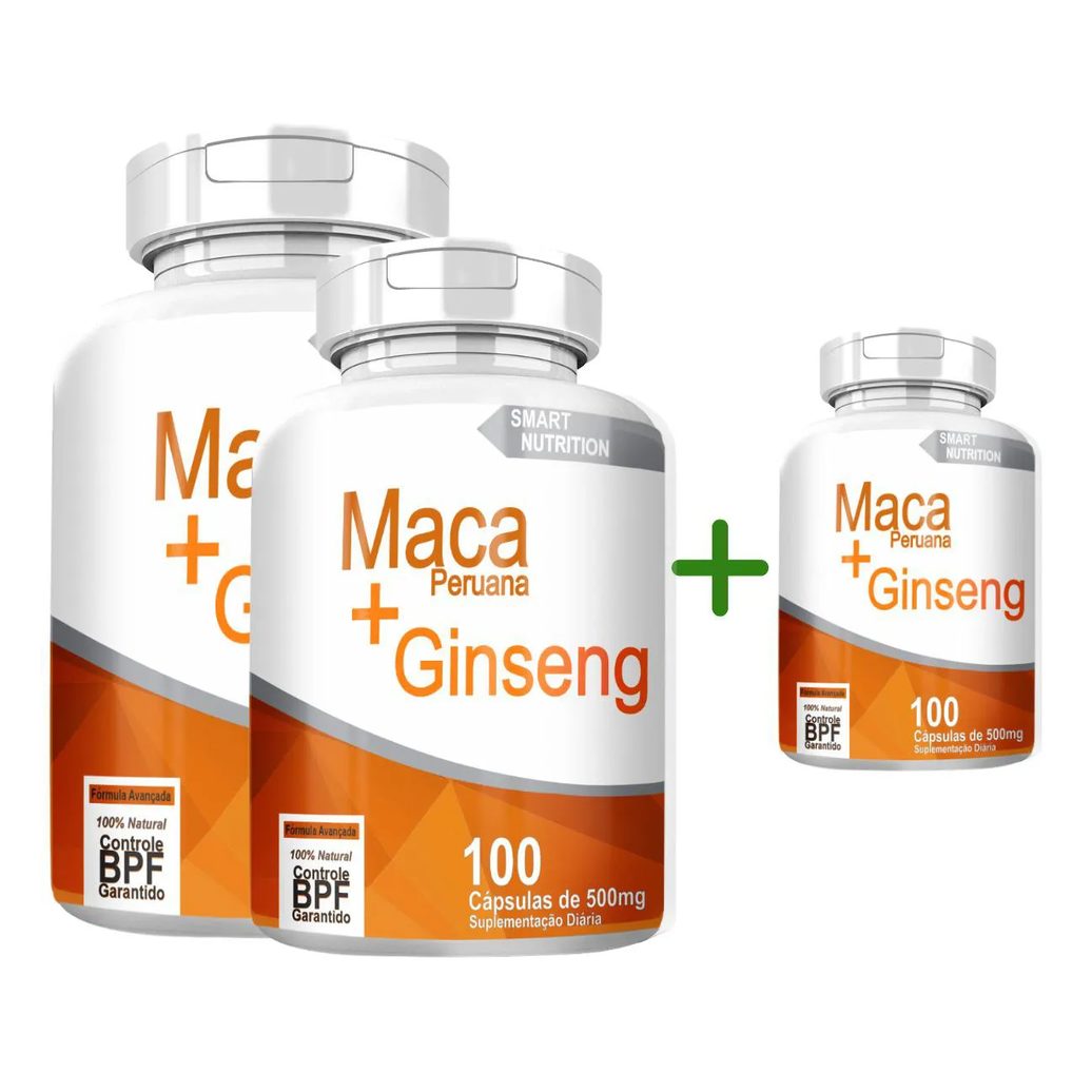 Maca Peruana com Ginseng Compre 2 Leve 3 com Total de 300 cápsulas