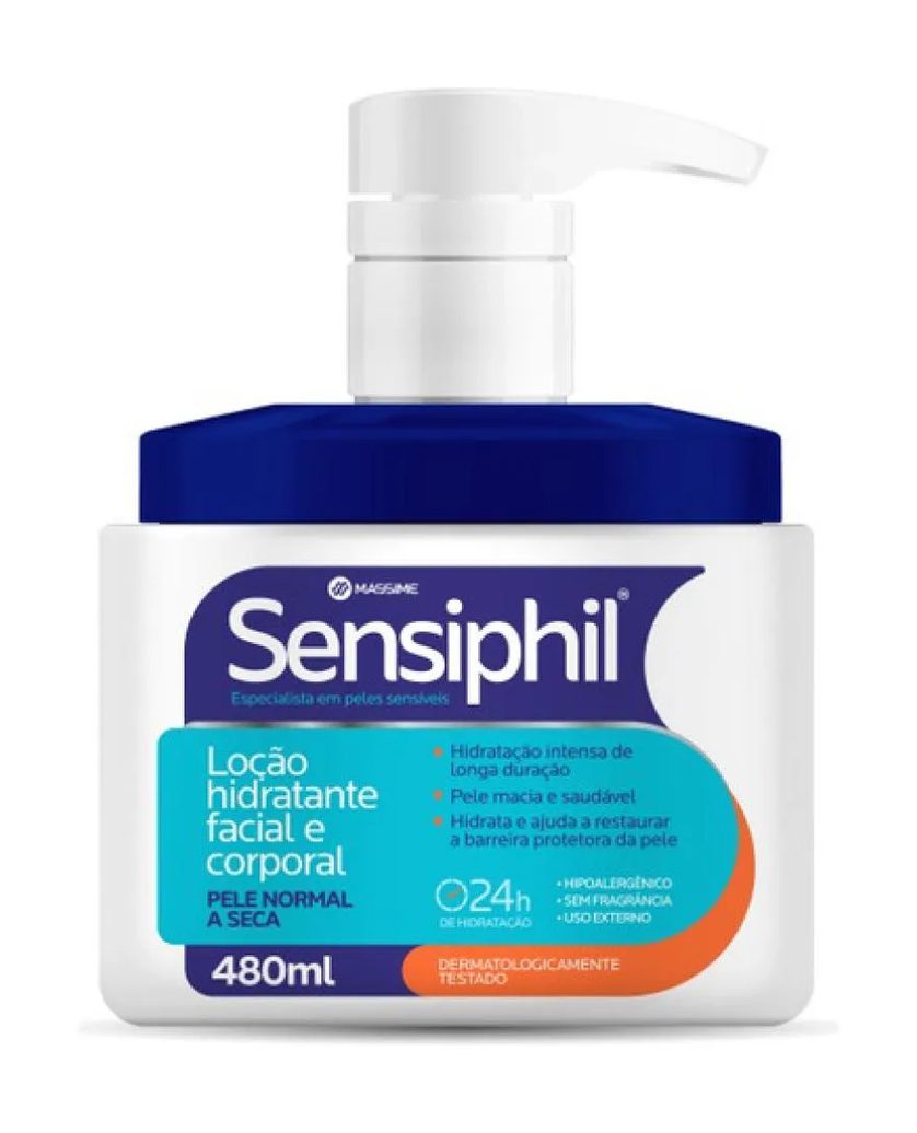 Sensiphil Loção Hidratante Facial e Corporal 480ml - Massime