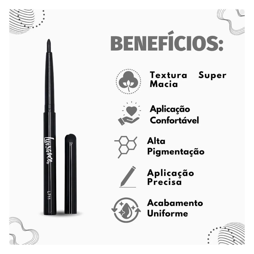 Lápis Retrátil Luisance Soft Line para Olhos Preto L711