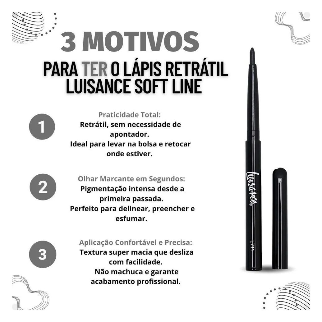 Lápis Retrátil Luisance Soft Line para Olhos Preto L711