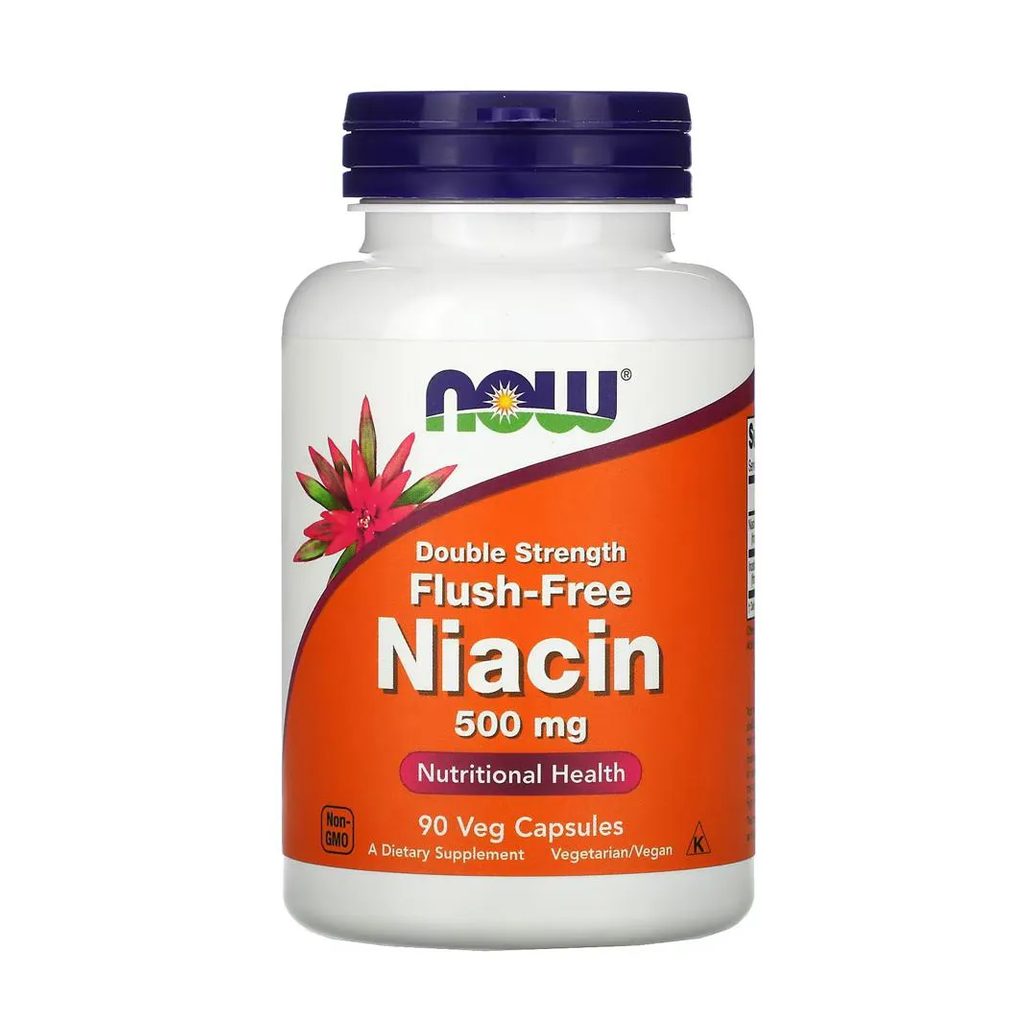Niacina 500 mg Força Dupla Now Foods 90 Veg Cáps Importado