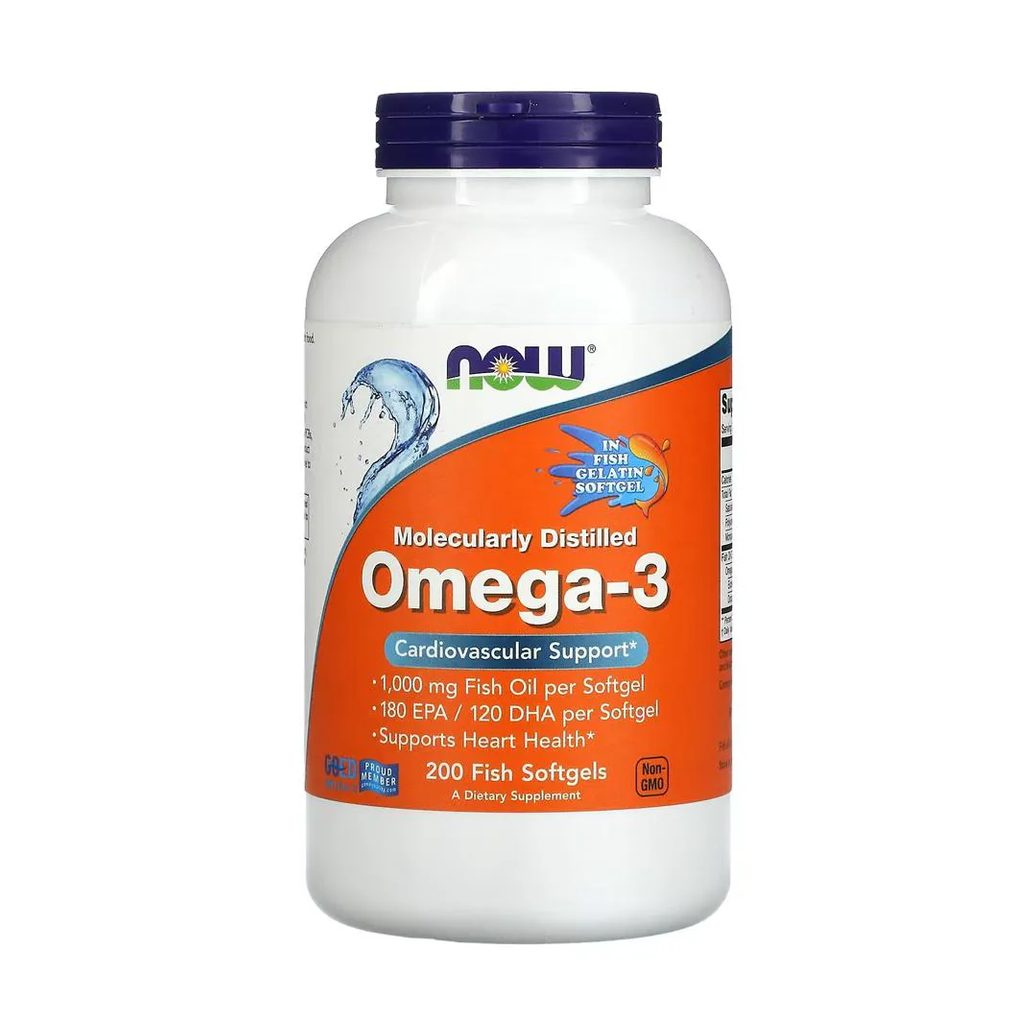 Ômega-3 1.000mg Now Foods 180/120 200Cáps Softgels Importado
