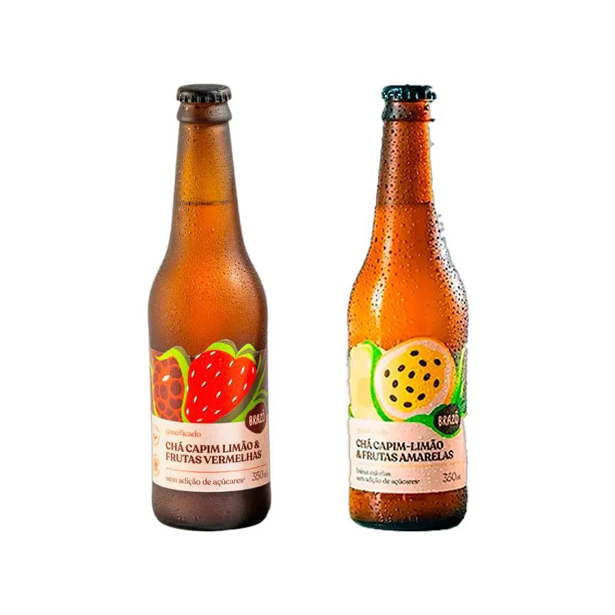 Kit 2 Chás de Capim Limão Brazô 350ml: Frutas Vermelhas, Frutas Amarelas