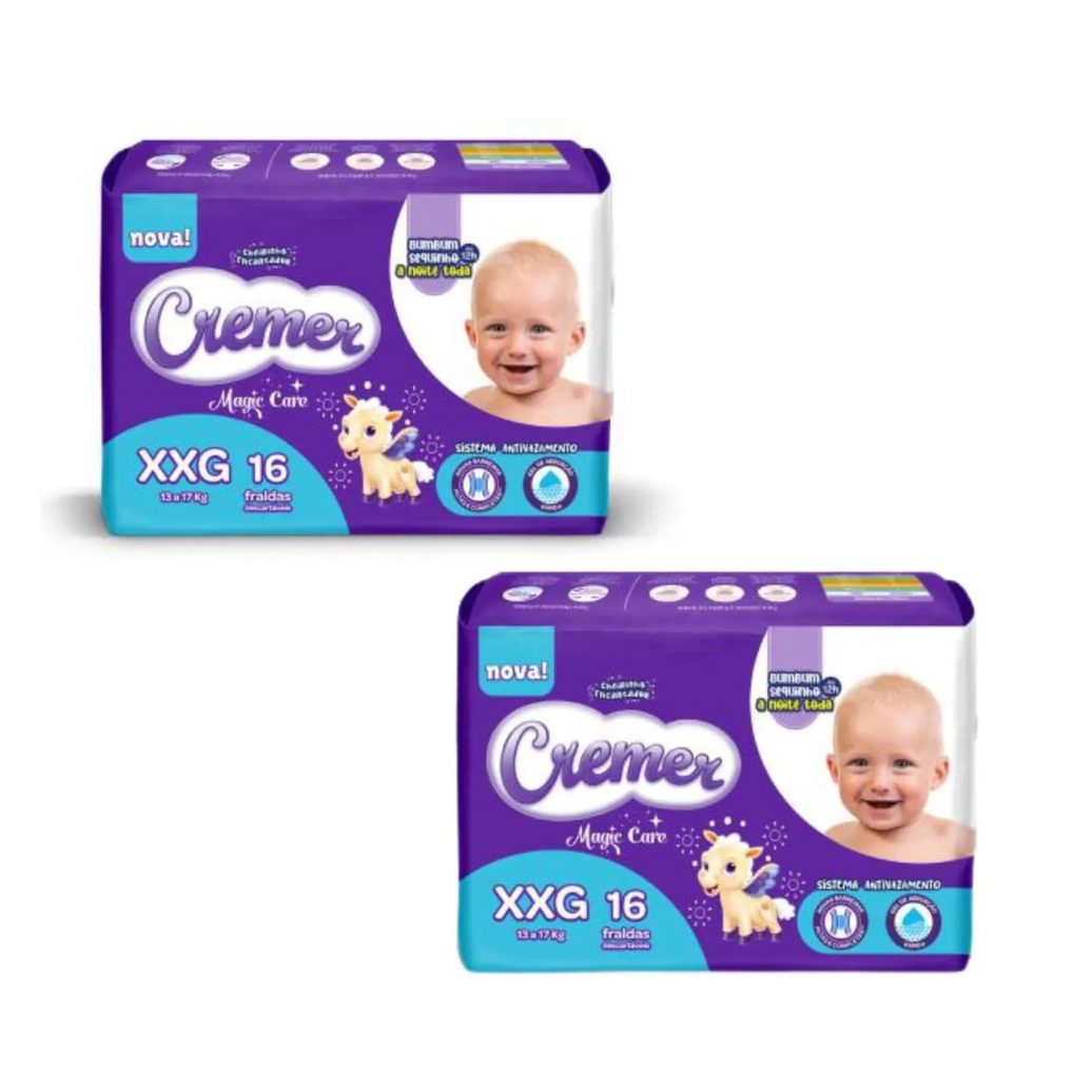 Kit C2 Fralda Disney Magic Tamanho Xxg 16 Unidades – Cremer