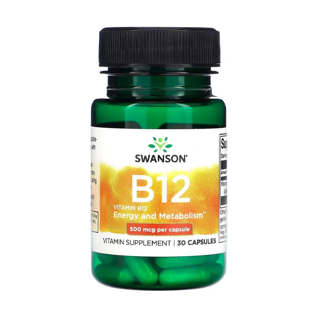 Vitamina B12 500mcg Swanson 30 Cápsulas Importado