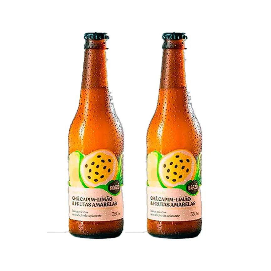 Kit 2x: Chá de Capim Limão com Frutas Amarelas Gaseificado Brazô 350ml