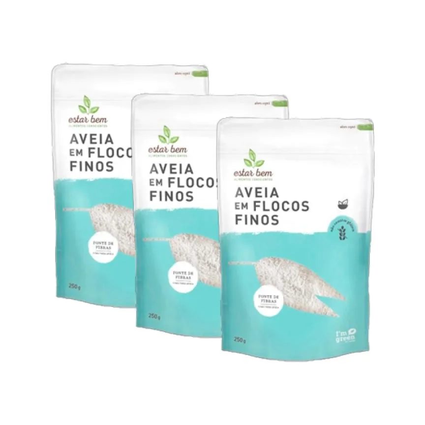 KIT 3X: AVEIA EM FLOCOS FINOS SEM GLúTEN ESTAR BEM 250G