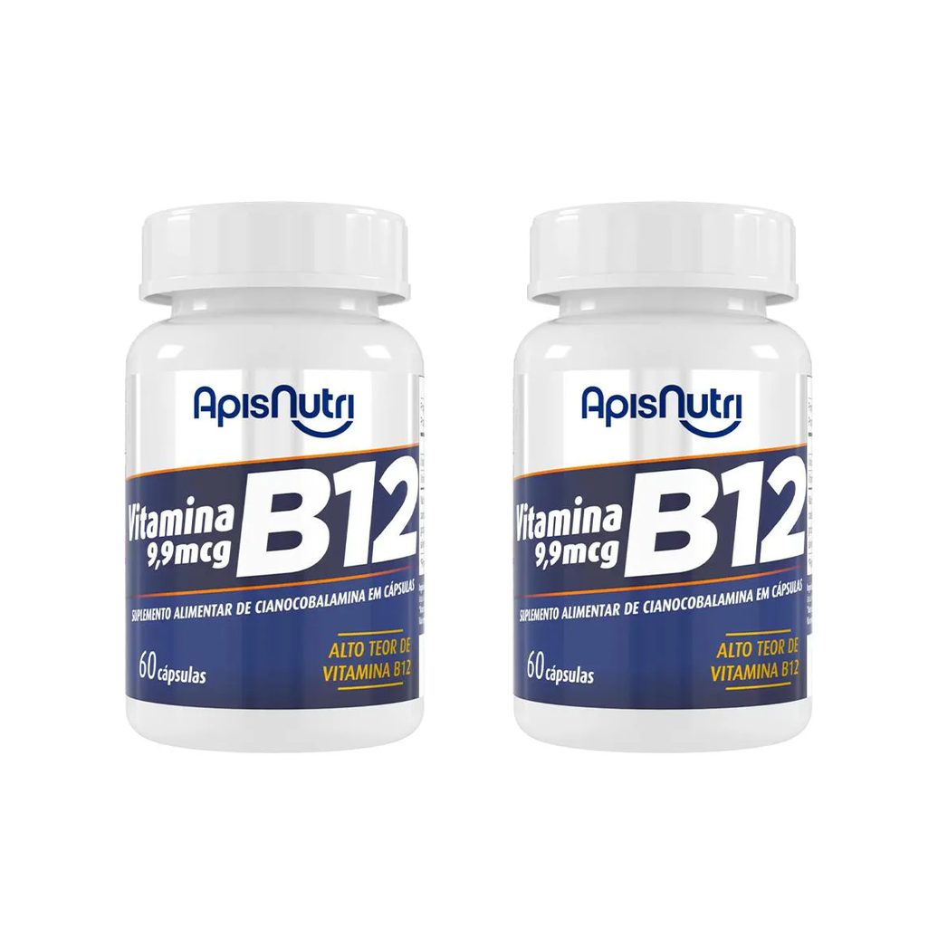 Kit 2 Vitamina B12 Cianocobalamina 400mg 60 cápsulas - Apisnutri