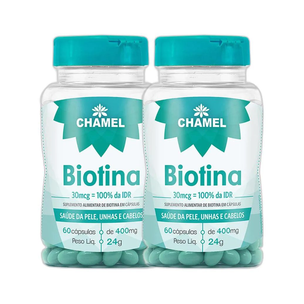 Kit 2x Vitamina Biotina 60 cápsulas 400mg - Chamel