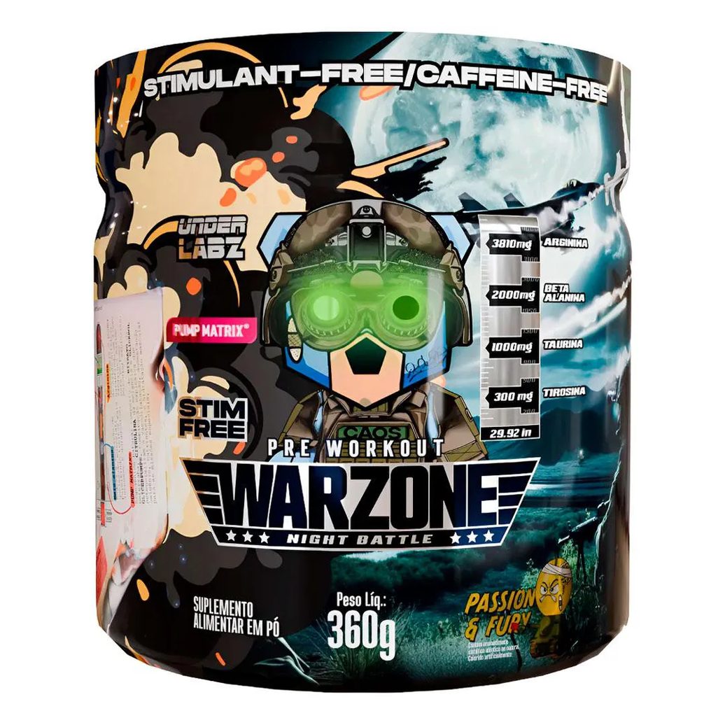 PRE TREINO WARZONE NIGTH BATTLE PASSION FURY SEM CAFEíNA (360G) - UNDER LABZ